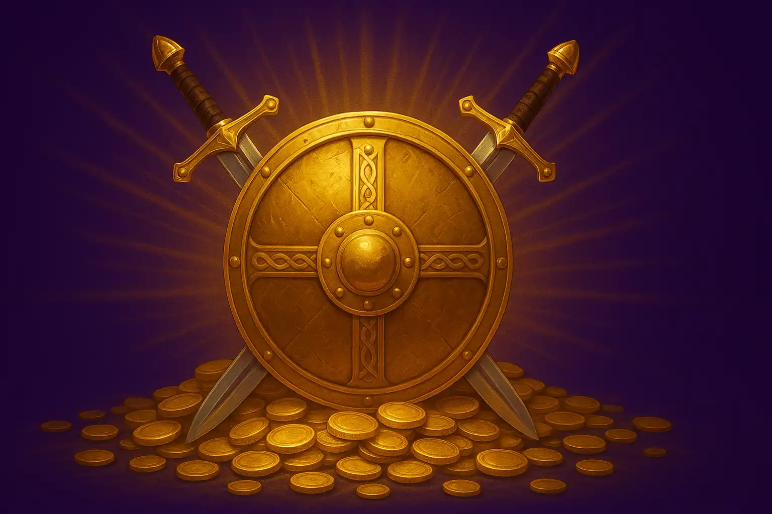 Viking shield and gold coins symbolising the Norsemania casino review verdict