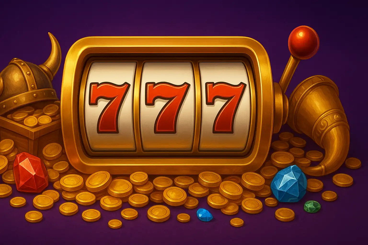 Golden slot reels and Viking treasure representing the Norsemania slots lobby